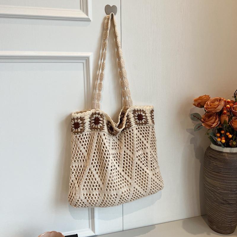 Knitted Openwork Tote Bag Versatile and Large-capacity Shoulder Bag