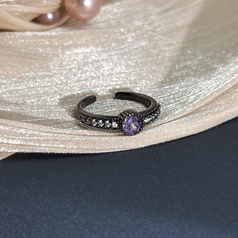 Cross-border dark wind geometry purple diamond iris fashion purple serene ring personality ring genderless wind punk ring
