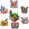 6Pcs Animal Stakes Diamond Painting Kits DIY Diamond Art Kits Diamond Art Craft Kits for Flower Plant Pot