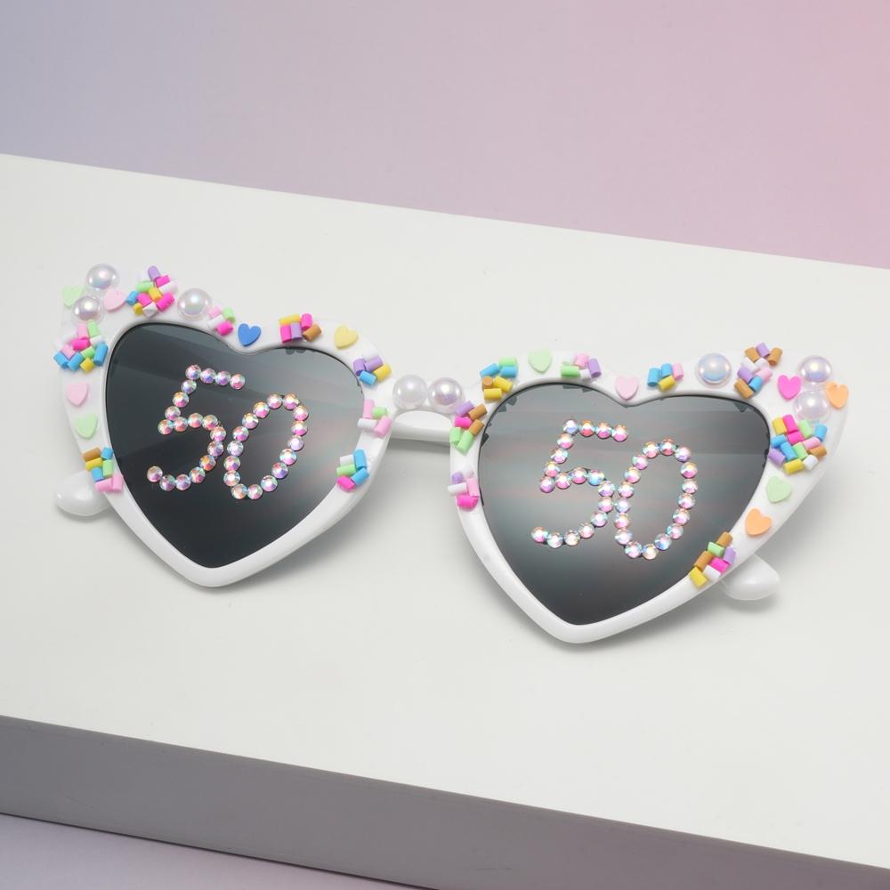 Lovely Birthday Gift with Diamond-encrusted and Pasted Sunglasses for Women Cute Sun Glasses Romantic Party Gift