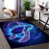 1pc Sea Turtle,Glowing Effect,Digital Art Office Carpet Soft Polyester Entrance Carpet Washable Non