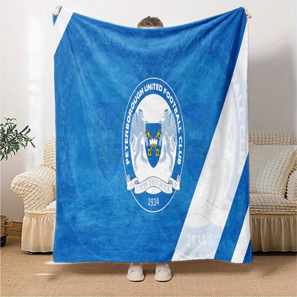 Peterborough Crest Flannel Blanket, Soft Polyester, Modern Design, All-Season for Camping, Travel, Gifts for holidays or birthdays