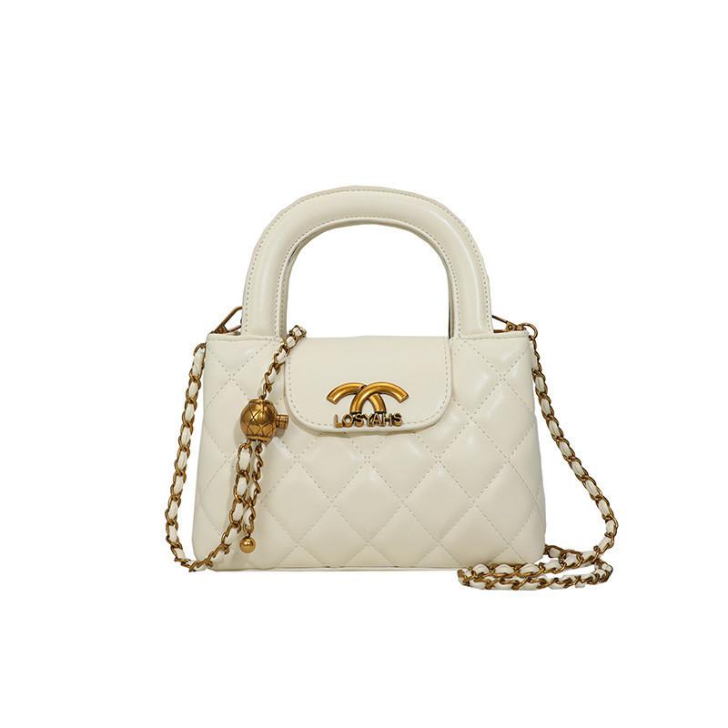 2024 Spring New White Black Street Fashion Pu Small Square Shoulder Slanting Crossbody Bag
