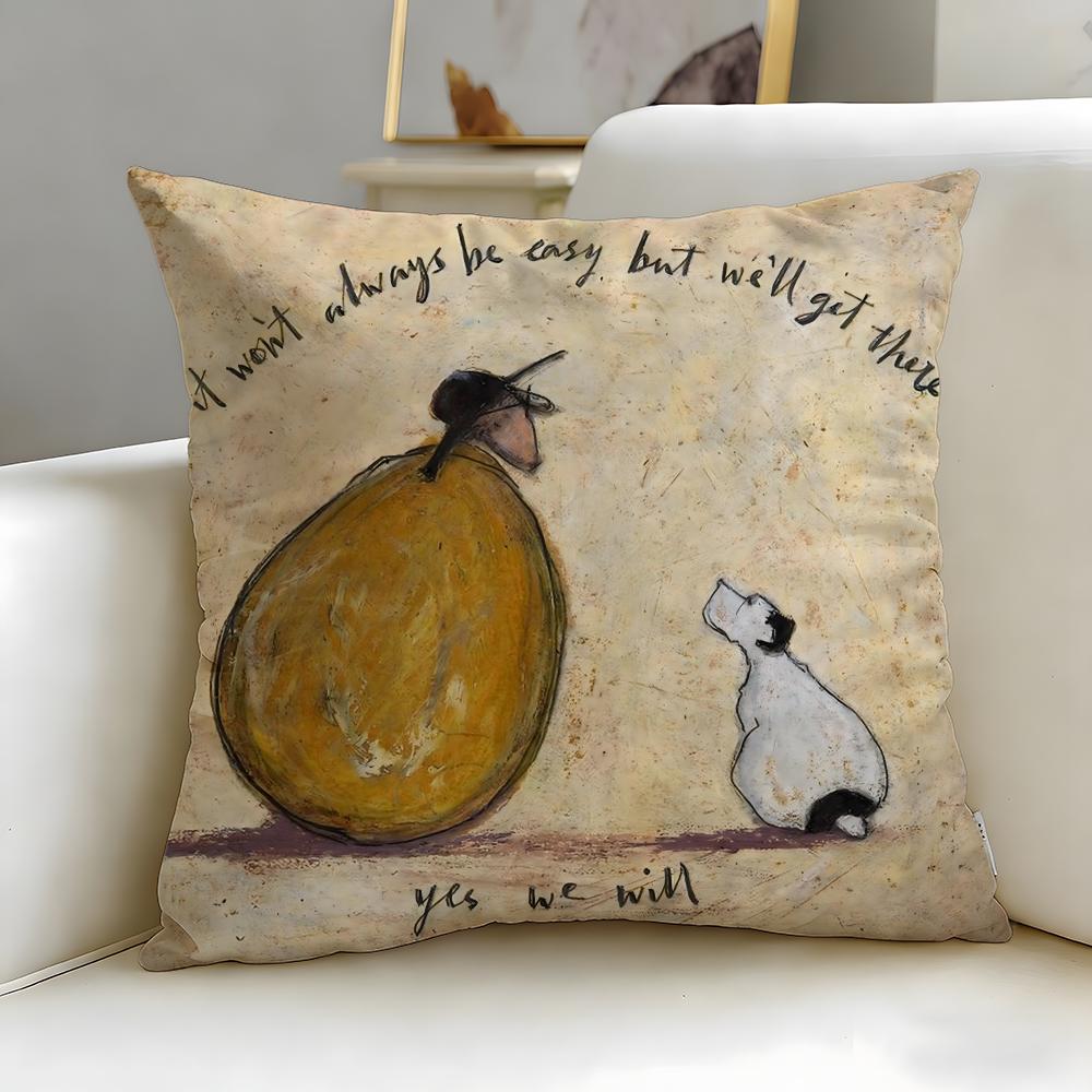 Classic Artist Sam Toft Cushion Cover Soft EasyWash Pillow Case Versatile for Couch Bed Travel and Office
