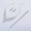 Jewelry Set Women, Rhinestones Bridal Neck Chain Crown Bracelet Bracelet Teardrop Pendant Earrings, Pearl Wedding Party