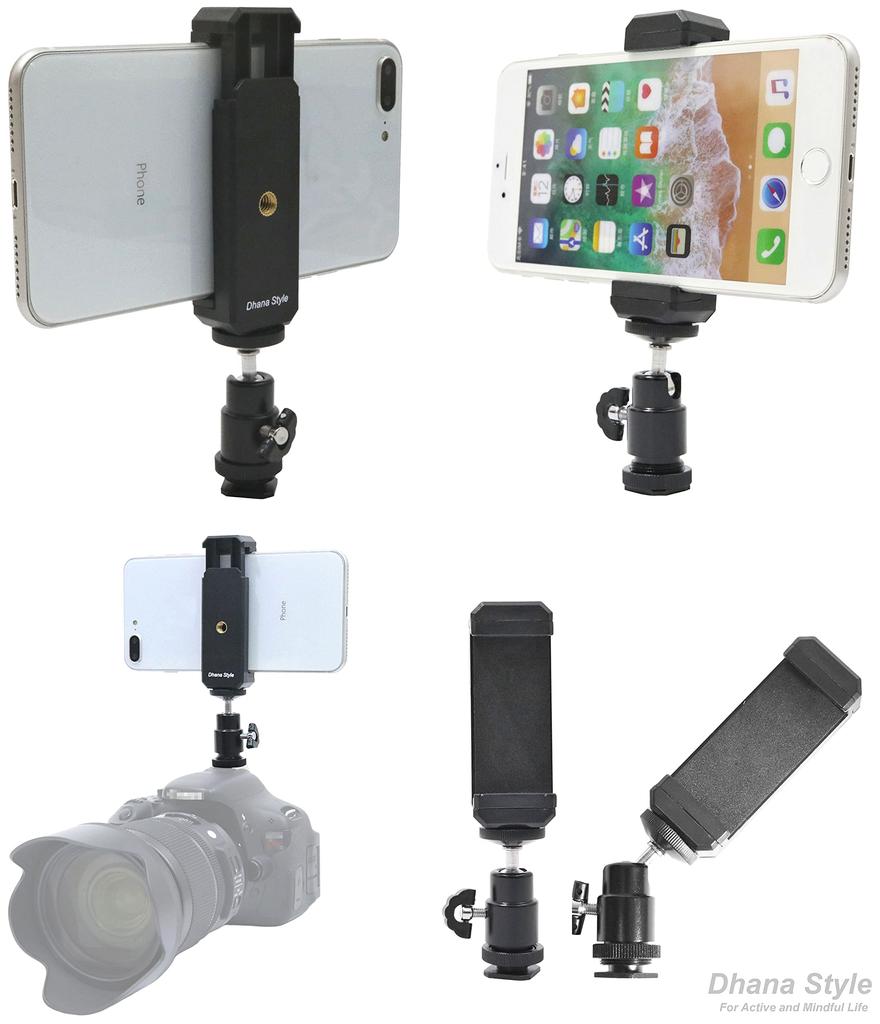 Camera Hot Shoe Smartphone Adapter Free Head 2way Smartphone Holder Tilt Angle Adjustable Ball Head Shoe Mount Stand Bracket Shoe (Smartphone Mount)