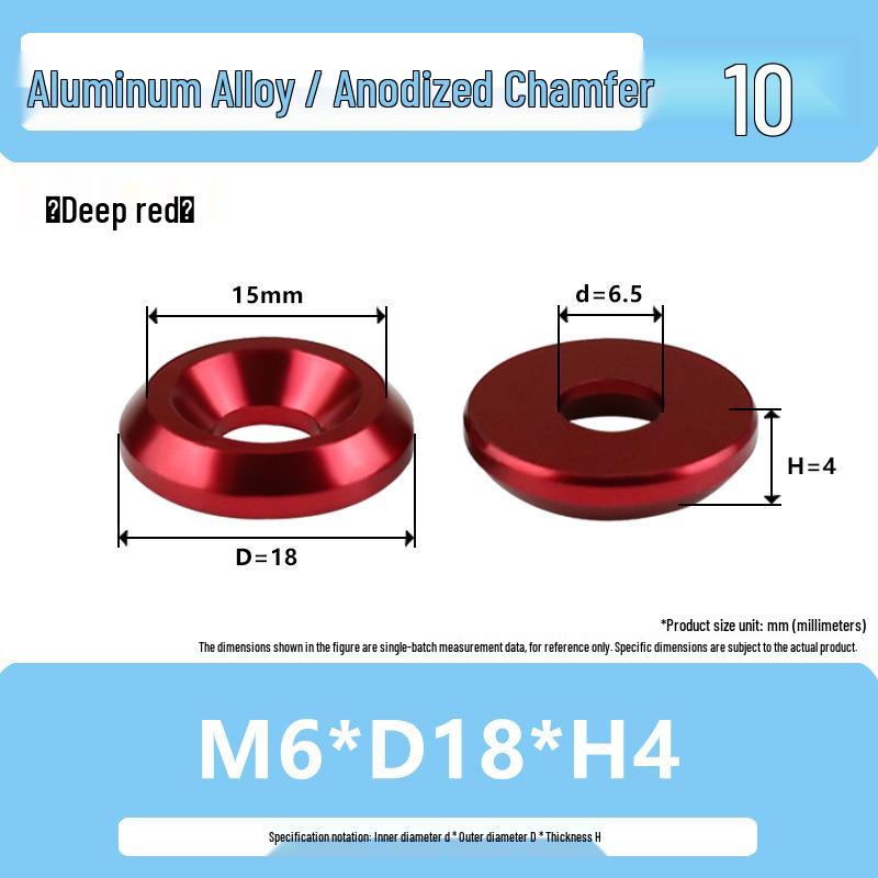 Colored Aluminum Alloy Countersunk Fish Eye Washers - M6/M8/M10