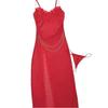 Neue sexy Pyjama-Trägernachthemd Rotes Kleid tiefer V-Ausschnitt beliebte Damen