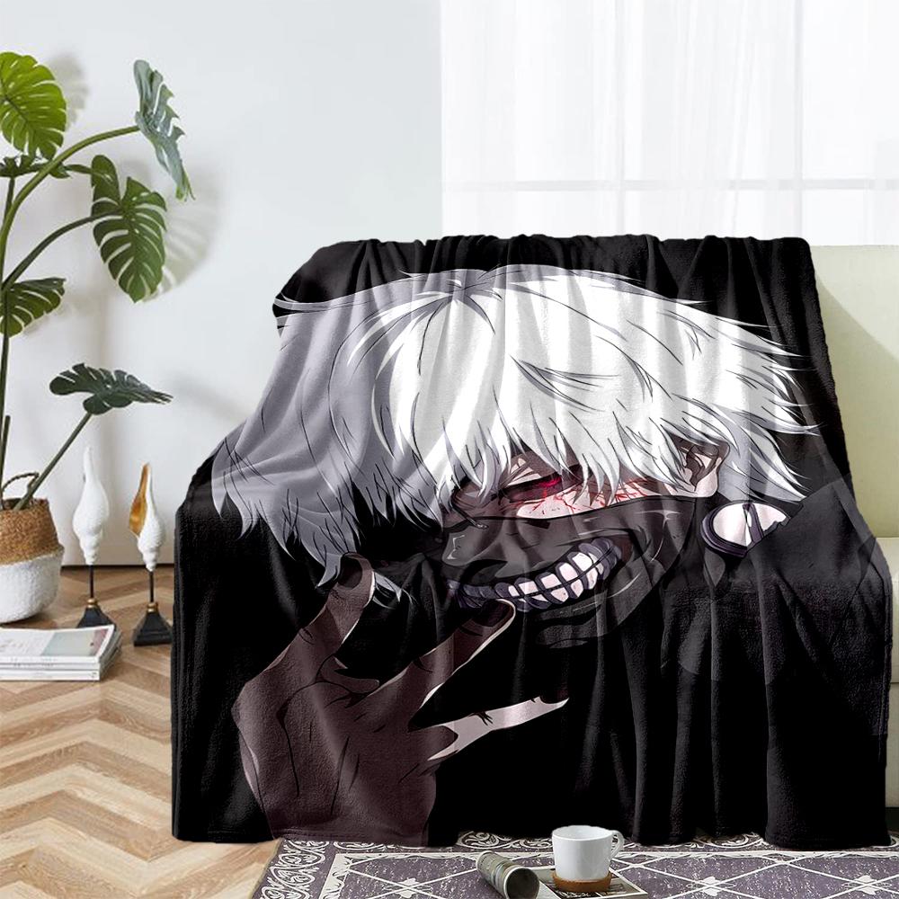 Tokyo Ghoul Theme Printed Blanket - Perfect for Couch, Bed, Travel & Outdoor Use | Machine Washable, Cozy & Durable.