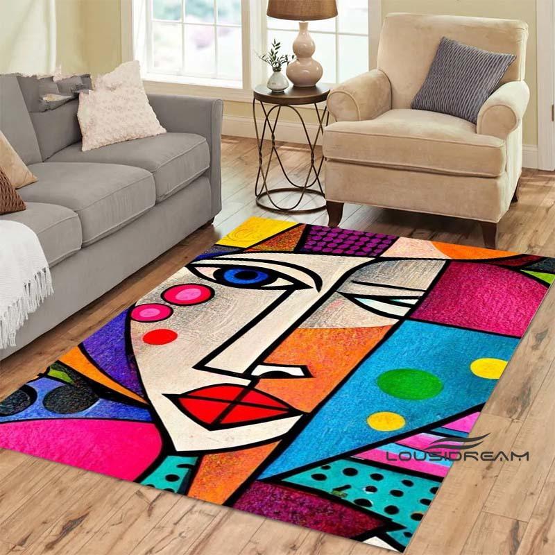 Customizable Picasso Style Painting Printed Carpet Fashion Non-slip Floor Mat Outdoor Door Mat Play Mat Birthday Gift