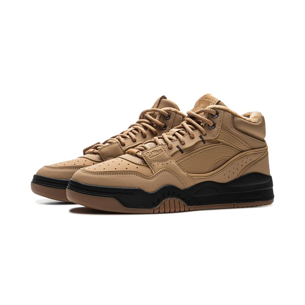 Li Ning Yue Bai Hi Casual Versatile Thick Sole Height Increasing Fleece Warm Non-Slip Wear-Resistant Mid-Top Sneakers Women Sneakers AGCU314-9