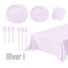New Taro Purple Tableware Set: Solid Color Paper Plates, Cups, Napkins, Tablecloth - Disposable Party Supplies