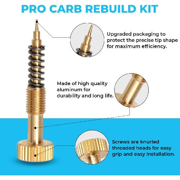 Alpha Rider Pro Carb Rebuild Kit Mixture Screw For Keihin CV CVK Carbs For Harley Big Twin 1990-1999, Twin Cam 1999-2006 & Sportster XL 883 1200