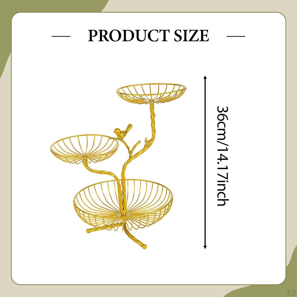 3 Tier Fruit Basket Holder Tiered Snack Display Stand, Container Table Centerpiece Decorative
