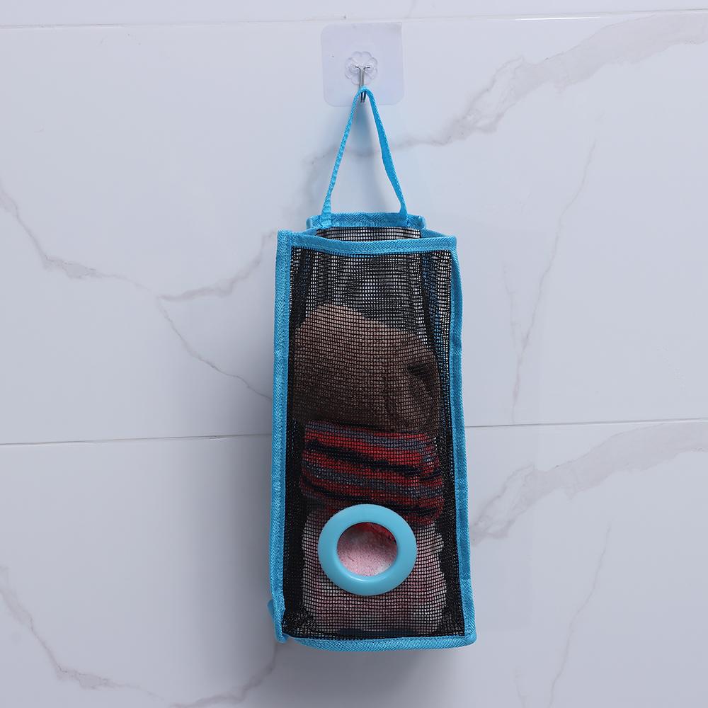 Kitchen Practical Organizer Foldable Garbage Bag Storage Plastic Hanging Holder Breathable Mesh