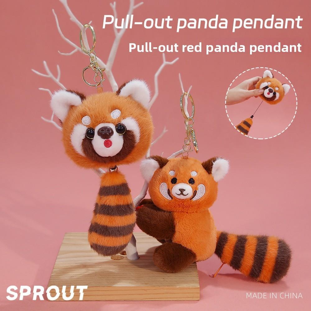 Portachiavi Procione Peluche con Design a Coda da Tirare per Decorazione Zaino e Collezionisti
