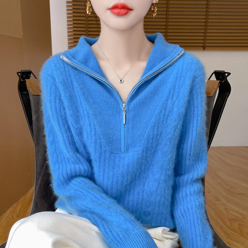 Women's cashmere sweater Qinghe cashmere 30% cashmere 70% wool autumn and winter pullover warm and fashionable