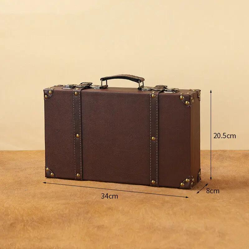 

Small Storage Chest Party Wood Retro Style Window Photographic Bedroom Display Decorative Travel Chest Pu Leather Trunk
