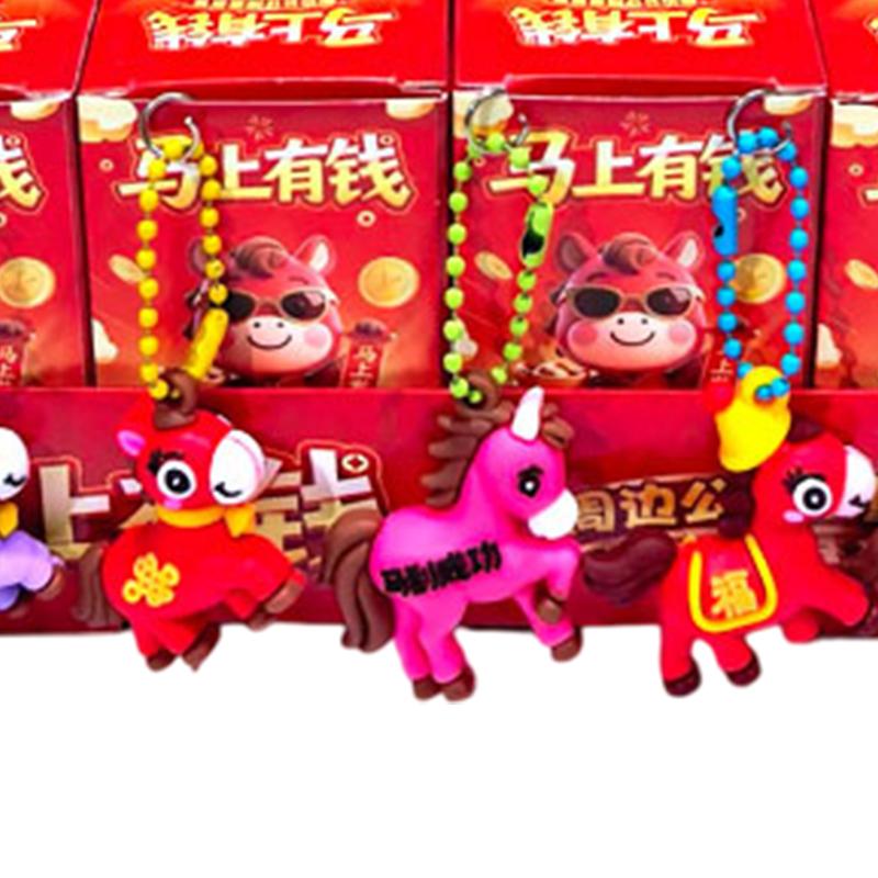 24 Stück 2026 Jahr des Pferdes Schlüsselanhänger Anhänger Blind Box Spielzeug Niedlicher Pony Schlüsselanhänger Überraschungsbox Tasche Rucksack Dekoration Kinder Geburtstagsgeschenk