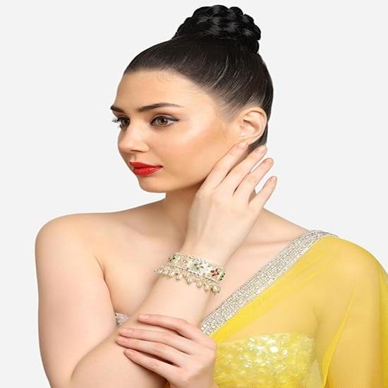 Multi Colour Enamel Kundan Beads Ethnic Bracelet For Women