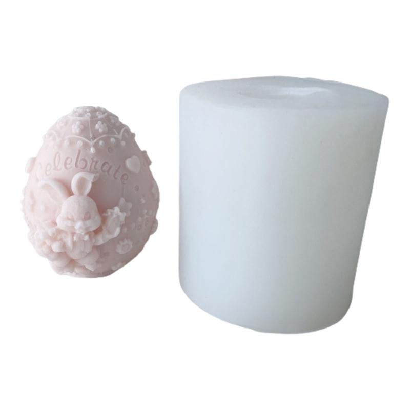 3D Easter Egg Bunny Silicone Candle Mold Decor Clay Resin Soap Mould Handmade Candle Making Fondant Cake Baking Decor