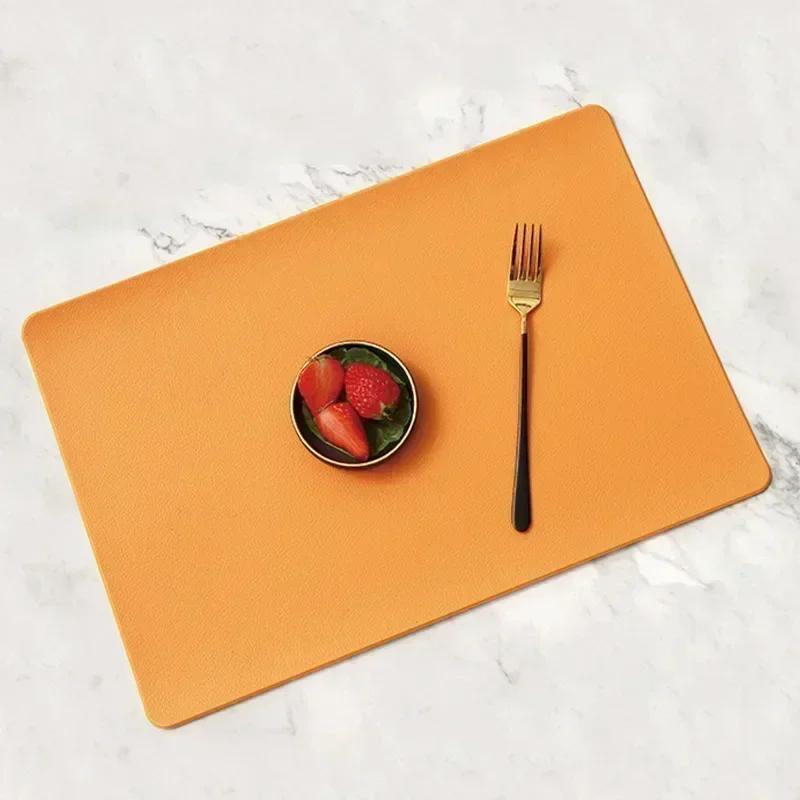 

Nordic Style Home Decor Household Leather Placemat Hotel Restaurant Western Place Mat Rectangular Waterproof Oil-proof Placemat L помаранчевий