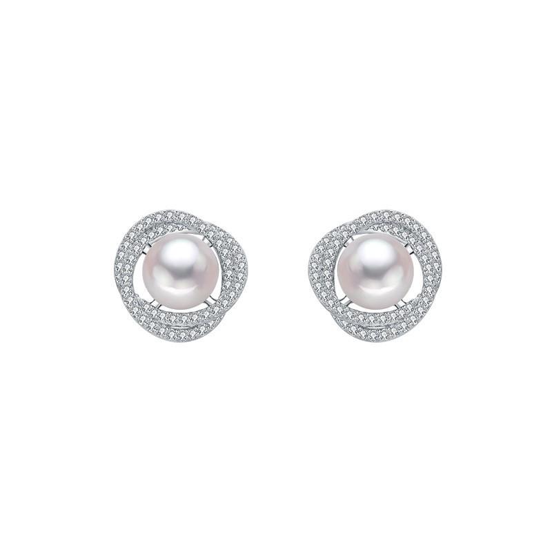 Elegant S925 Sterling Silver & Freshwater Pearl Pendant Necklace for Women - High-End Clavicle Chain with Full Diamond Detail