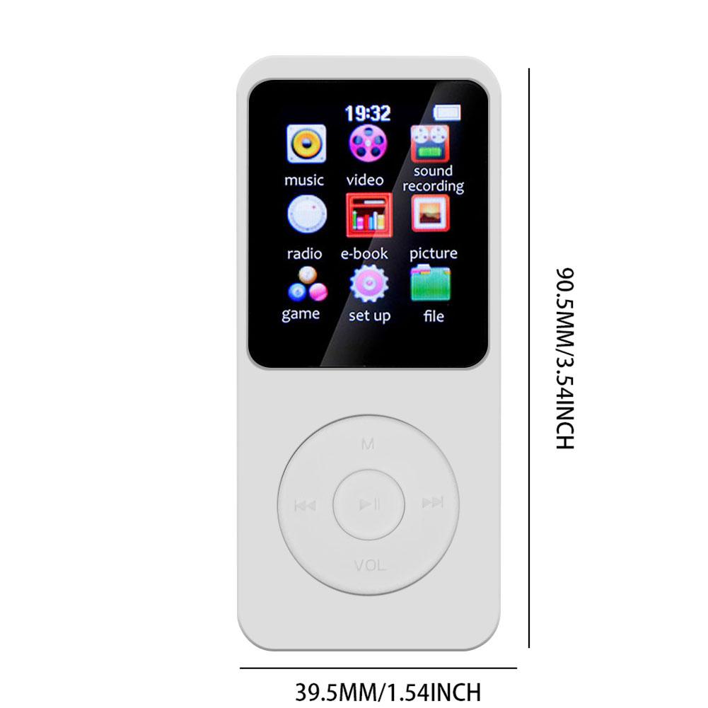 1.8 inch Screen MP3 Player Bluetooth-Compatible 5.4 MP3 Music Player Built-in Speakers Voice Recorder FM Radio E-Book Reading