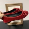 Fashion Red Fashion Silk Footwear Women Ballet Flats Shoes Designer Shallow Female Round Toe Butterfly-Knot Ladies Flats Slides Shoes