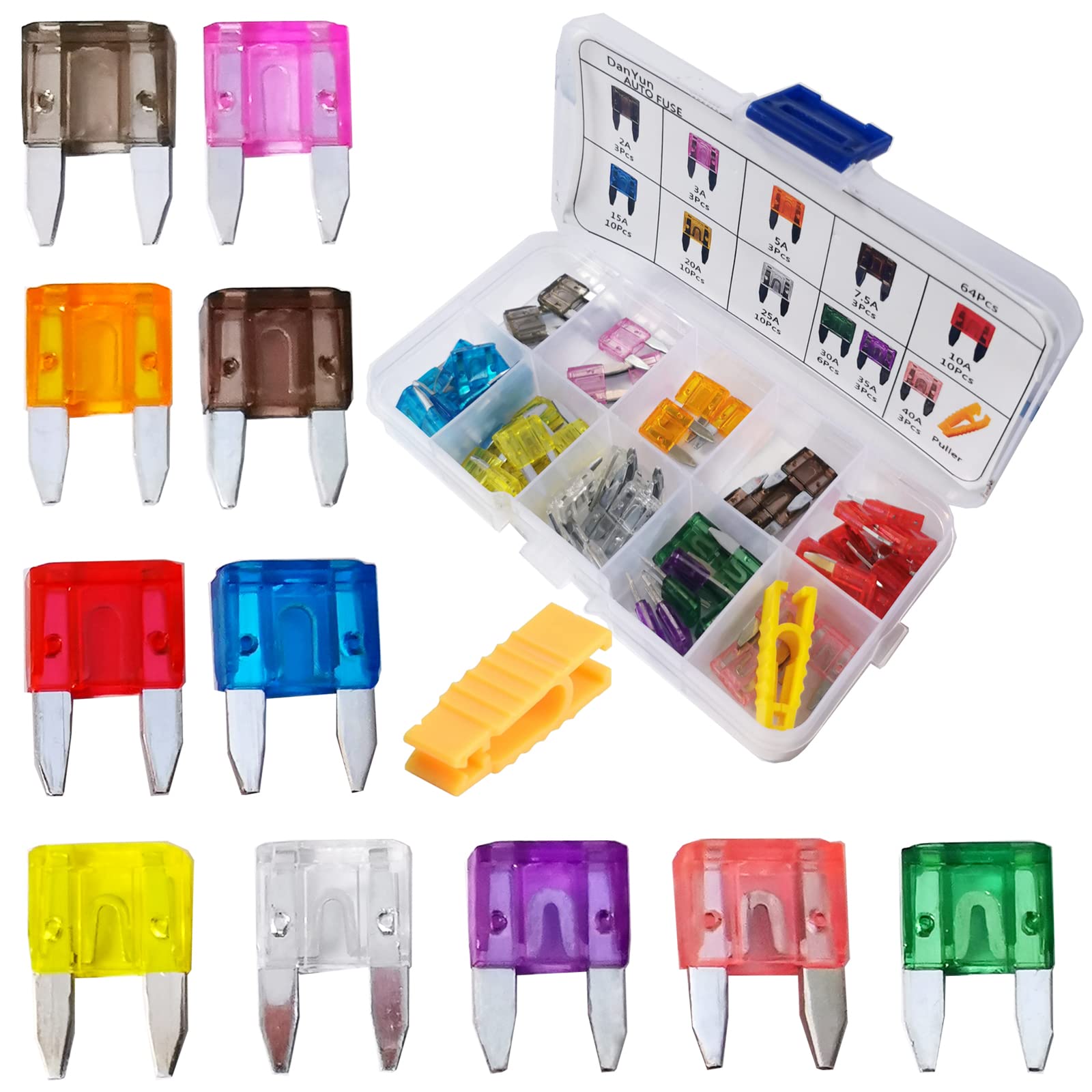 

DanYun 64 Pcs Mini Flat Fuse Small Fuse Car Fuse 2A 3A 5A