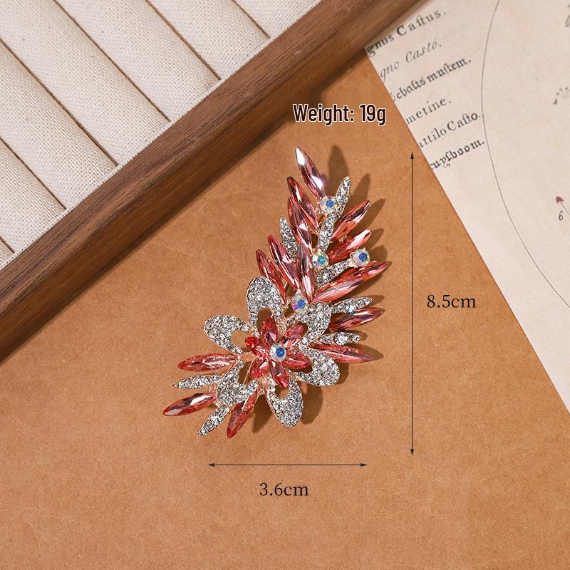 High-End Rose Red Chinese Flower Brooch: Classical Pin for Women's Qipao & Coat Accessories