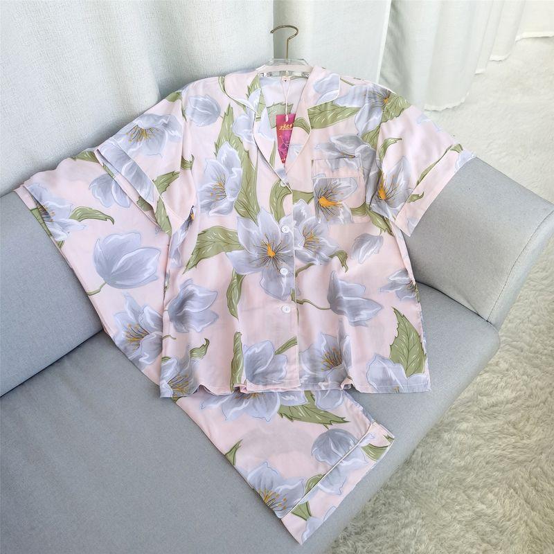 Summer Pajamas Women's Cotton Silk Short Sleeve Thin Suit K-style Homewear Cute Student Loose Plus Size Can Be Outwear