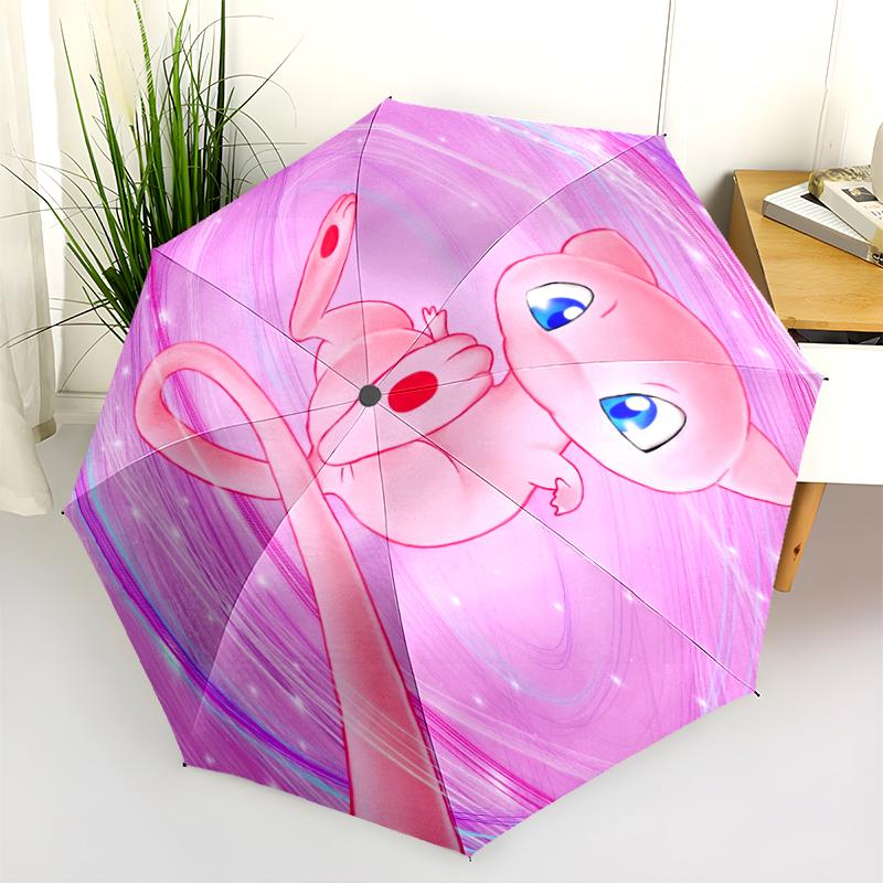 Mew Cartoon pattern, automatic folding umbrella, portable and foldable design, 8 ribs, a Christmas or birthday gift.