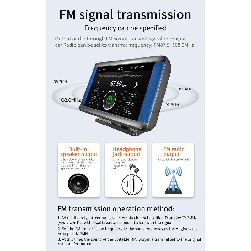7 Inch For Wireless Carplay Android Auto Monitor Portable Screen Bluetooth Mirror Link Car Tablet With Bracket With Rear Camera