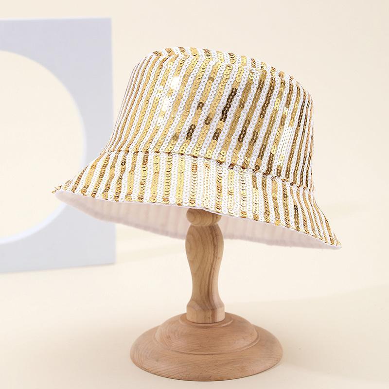 Wind Mixed Color Sequined Bucket Hat Female Fashion Versatile Internet Celebrity Face Small Hat Female Foldable Basin Hat