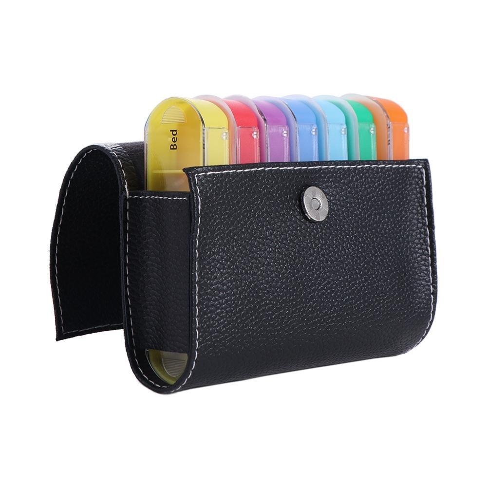 Week Mark 7-Day Pill Organizer PU Carrying Case Daily Pill Box 28-Grid Vitamin Storage  Travel