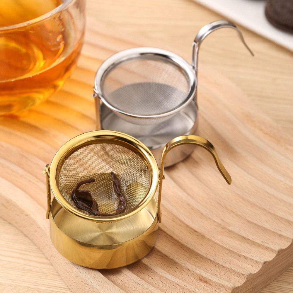 304 Stainless Steel Loose Leaf Tea Strainer Rotating Basket Tea Leaf Filter Tea Serving