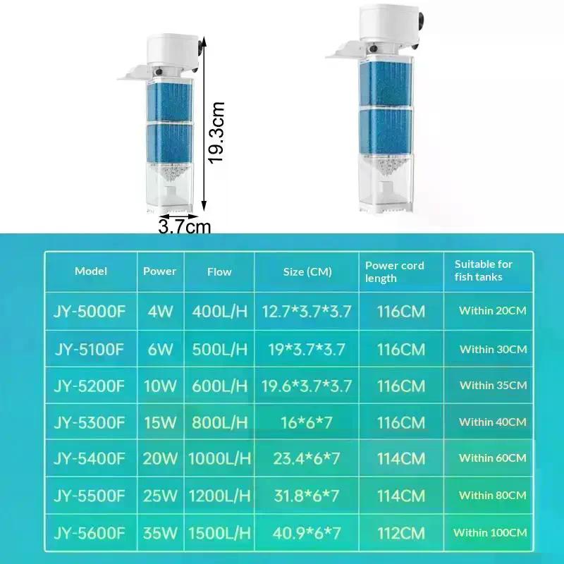 6 In1 Aquarium Filter Pump Fish Tank Submersible Silent Air Oxygen Aerator Filter Internal Water Pump Aquarium Wave Maker 220V