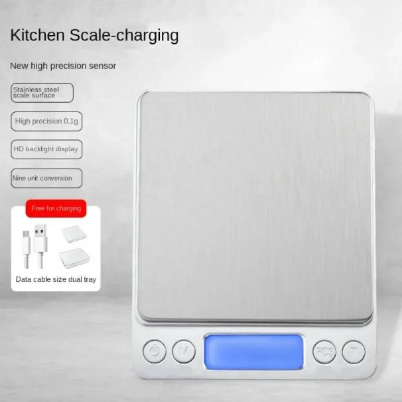Digital Kitchen Scale with A Capacity of 3000g and A Precision of 0.1g,USB Charging. Home Mini  LCD Display Digital Food Scales.