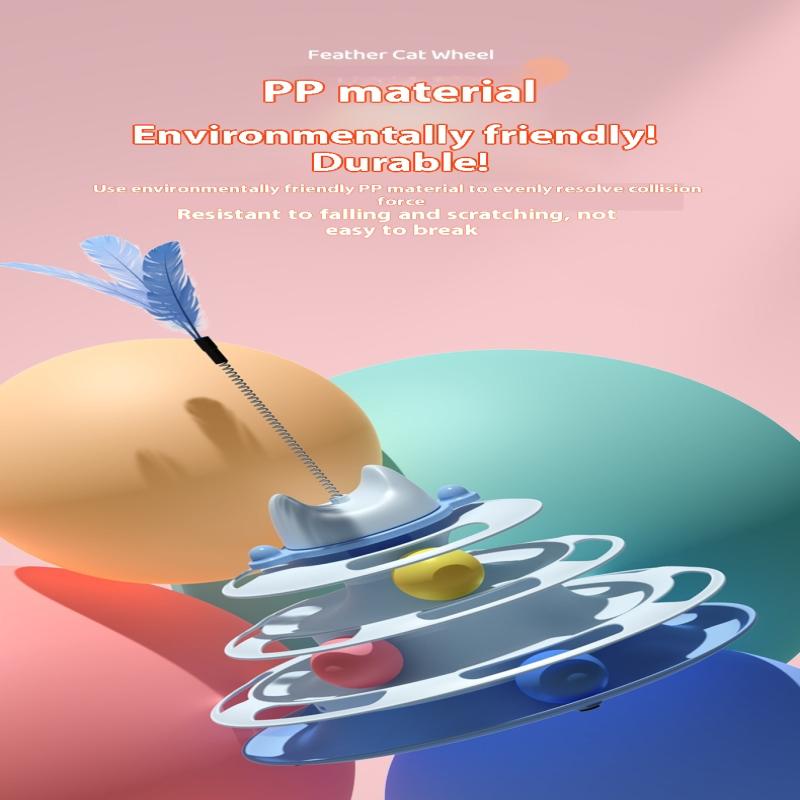 3/4 Levels Cat Toy Tower Turntable Roller Balls Toys Interactive Intelligence Training Track Puzzle Funny Games Accessories