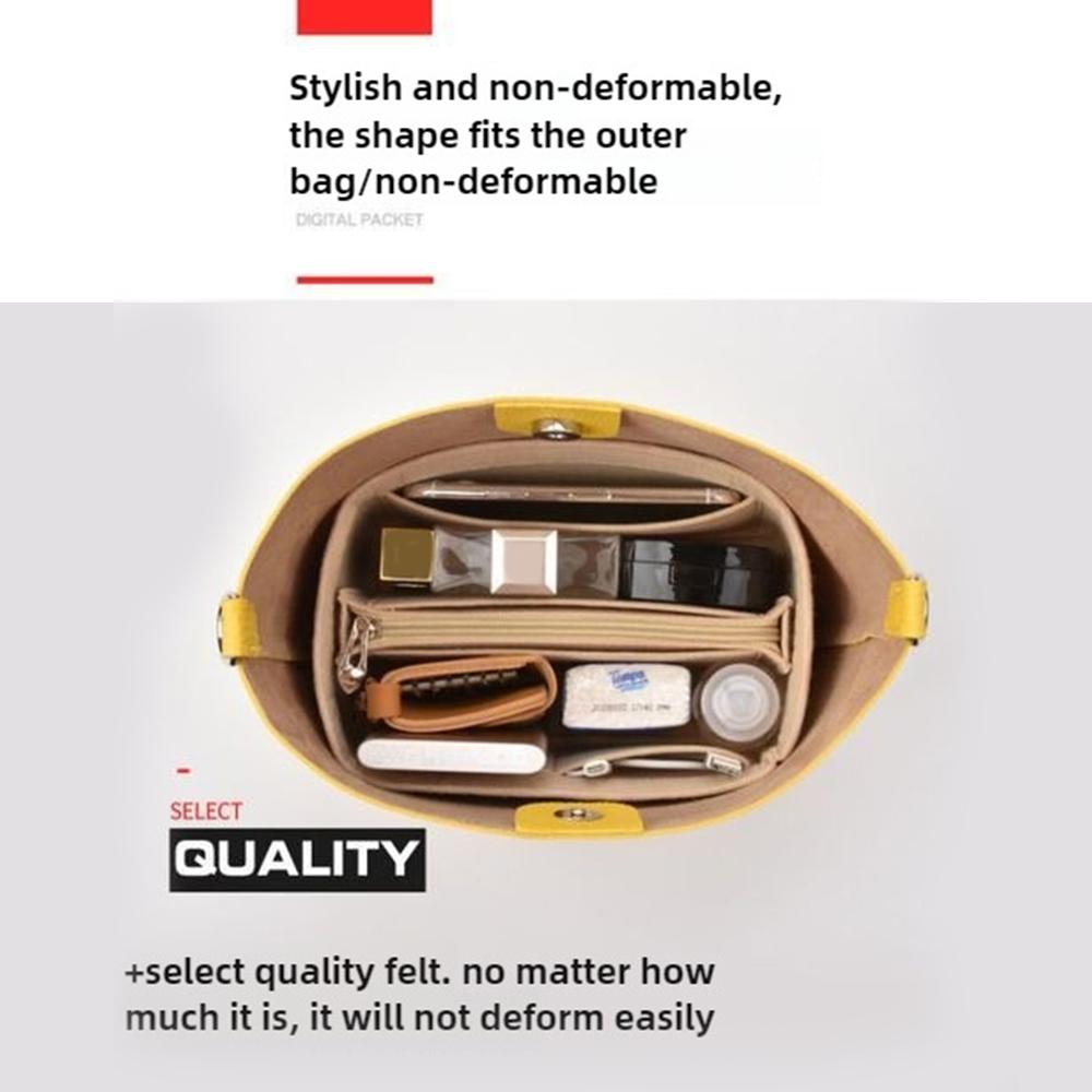 Purse Organizer Insert Felt Cloth Insert Bag Makeup Handbag Travel Inner Purse Cosmetic Toiletry Bags Fits For FK Bucket Bag
