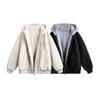 Winter PU Leather Hooded Puffer Jacket Men Women Thick Warm Cotton-Padded Coat With Faux Fur Collar Loose Fit Multiple