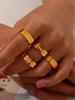 1 Piece Hip-Hop Heavy Industrial Stainless Steel Plated 18K Gold Single Row Zirconia Colorfast Women's Ring