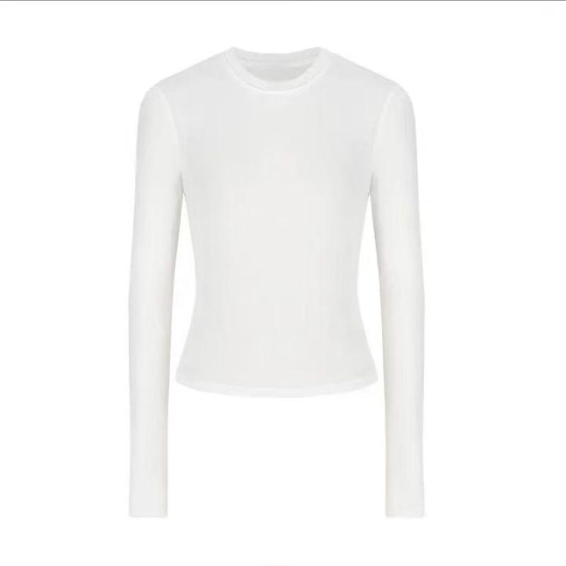 Women's Autumn Korean-Style Fitted Top: Versatile, Waist-Cinching Base Layer with Long Sleeves and Short Length.