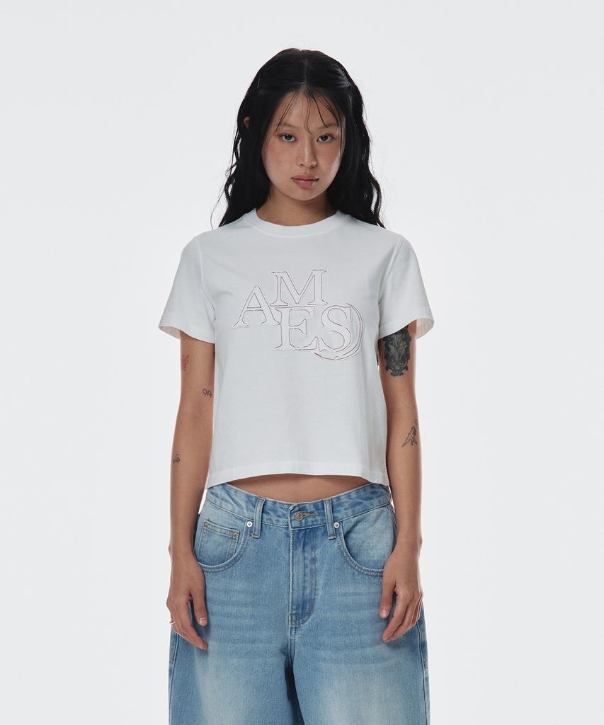 AMES-WORLDWIDE Ames Applique Tee White