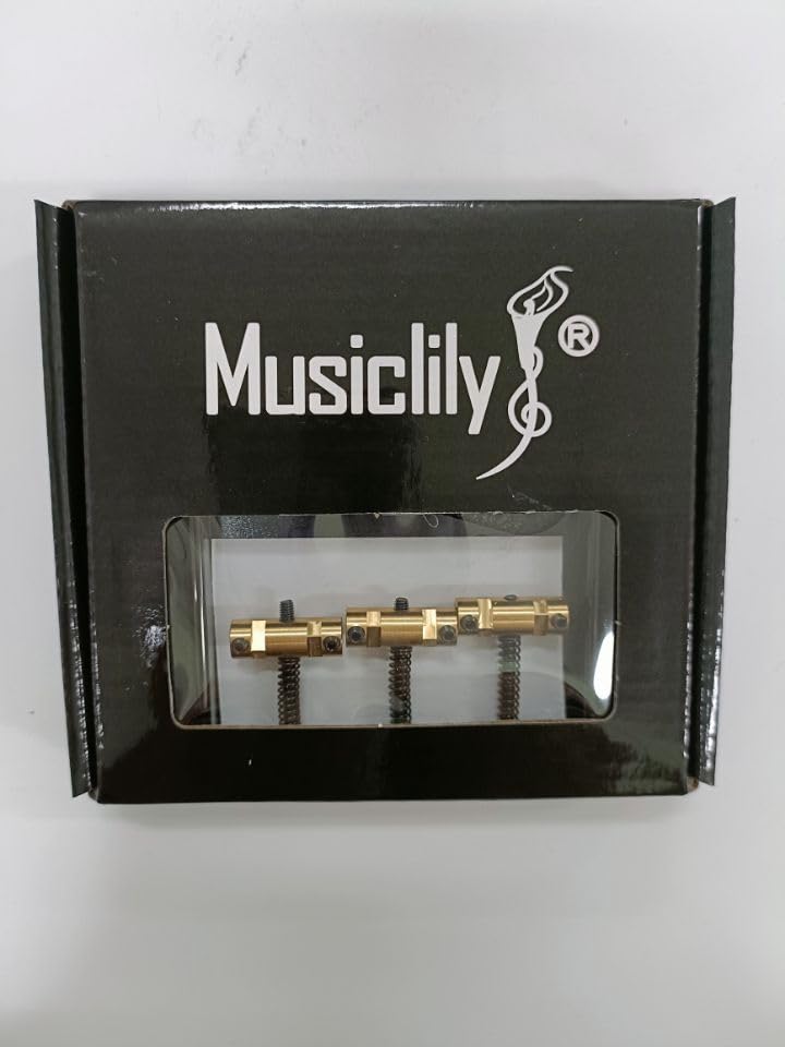 Musiclily Ultra 10.8mm Telecaster Bridge, 3-Way, Brass Saddles, Aluminum Plates, for Vintage TL Electric Guitars, Black