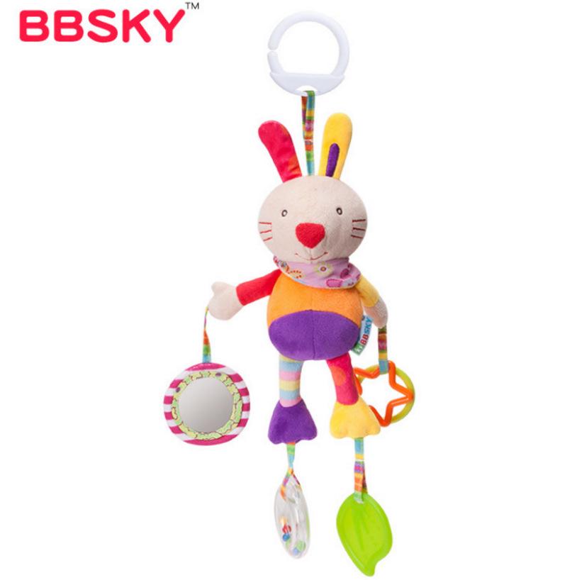 BBSKY Adorable Cartoon Animal Baby Crib Mobile & Teething Plush Rattle Toy