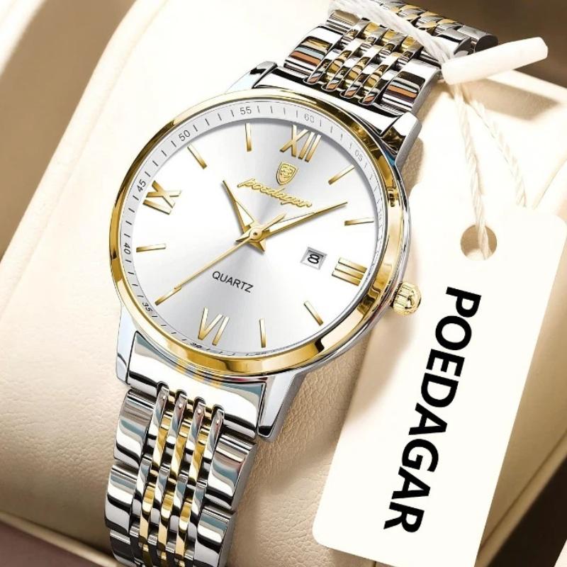 POEDAGAR Top Original Woman Wristwatch Waterproof Luminous Date Ladies Watch High Quality Stainless Steel Quartz Watches