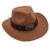 Gekreuztes Stierkopf-Abzeichen Zylinderhut Westlicher Cowboyhut Britischer Jazzhut Nationaler Stil Filzhut Ritterhut Elegant