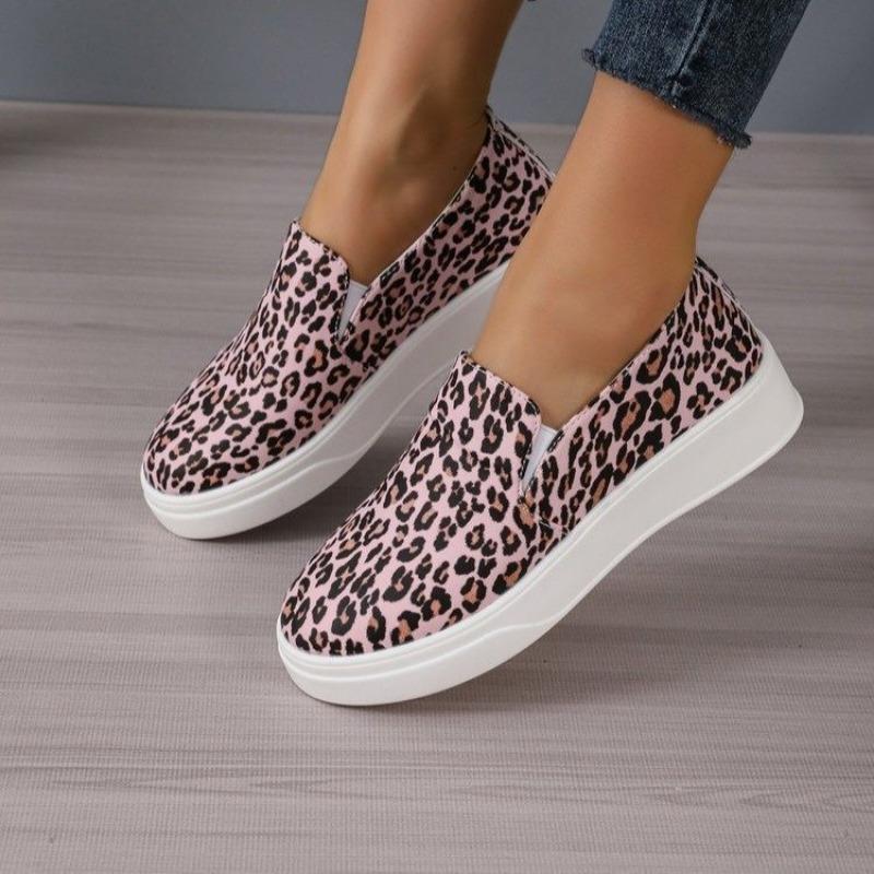 Leopard Print Large Size Canvas Shoes Women's Autumn New Casual Flat One-pedal Lazy Shoes